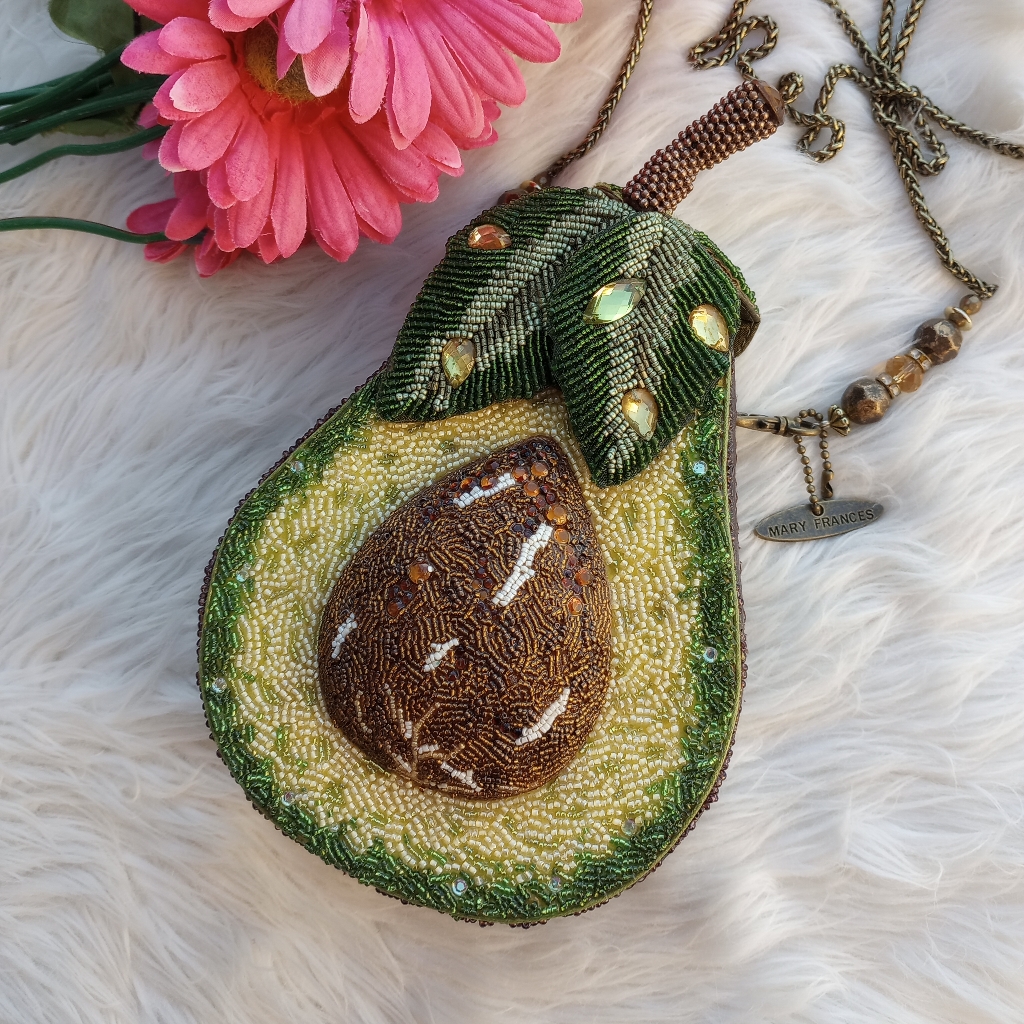Mary Frances Beaded Avocado Food Crossbody Bag